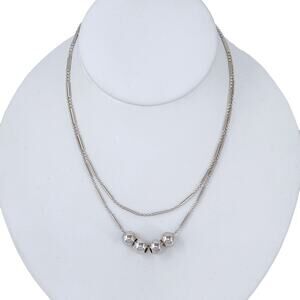 Vintage Italy Sterling Silver 925 | Facet Bead | Bar Dot Necklace | 30"